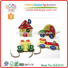 2015 New Design Animal Lacing Toy,Classic Wooden Lacing Toy,Colorful Lacing Toy